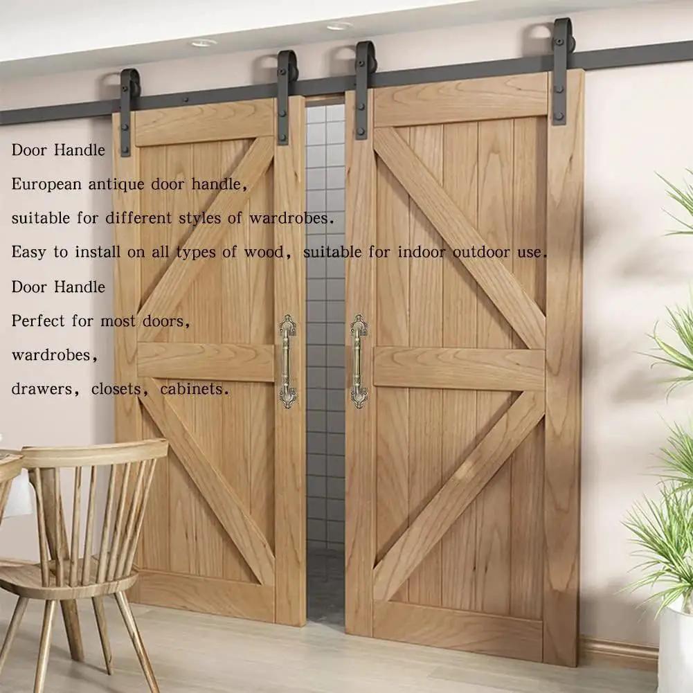 Sliding Barn Door Pull Handle Hardware In Bronze Tone For Wooden Garden Gate Shed Cabinet Doors Large Wooden Door Handle Antique Doorknob Vintage Door Handle 7.87 Inch High Strength Alloy Material installed on wooden sliding doors.