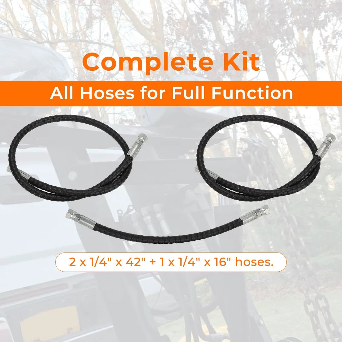 Heavy Duty Snow Plow Hydraulic Hose Set Replacement For Western 56616 56617 And Fisher 56591 56592 displayed as kit