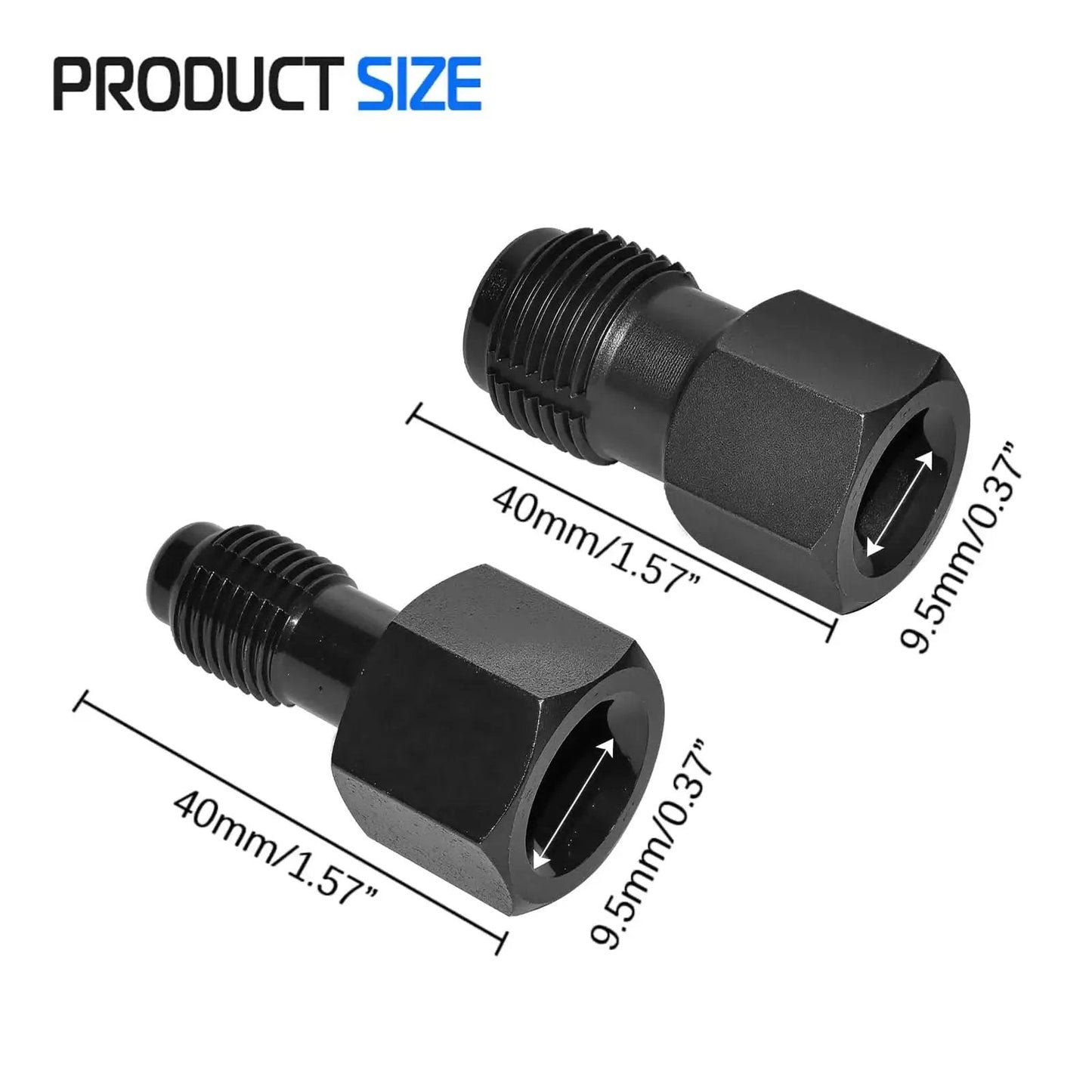 2 Piece Oxygen Sensor Thread Chasers Set With M18 x 1.5mm And M12 x 1.25mm Threads, black oxide finish, product dimensions.