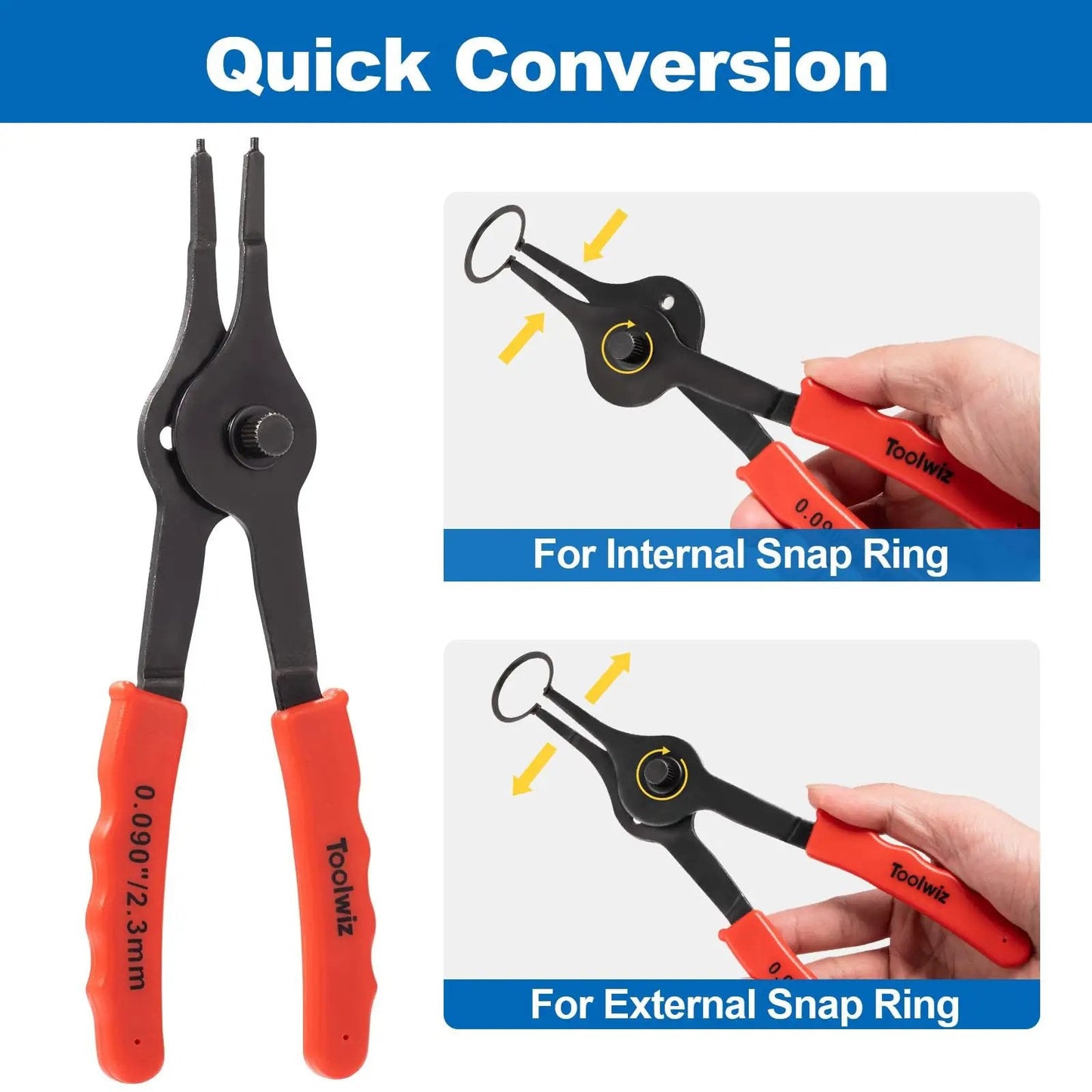Snap Ring Pliers Set 10 Piece Kit For Internal And External Retaining Rings With Bent And Straight Tips Heavy Duty Tools