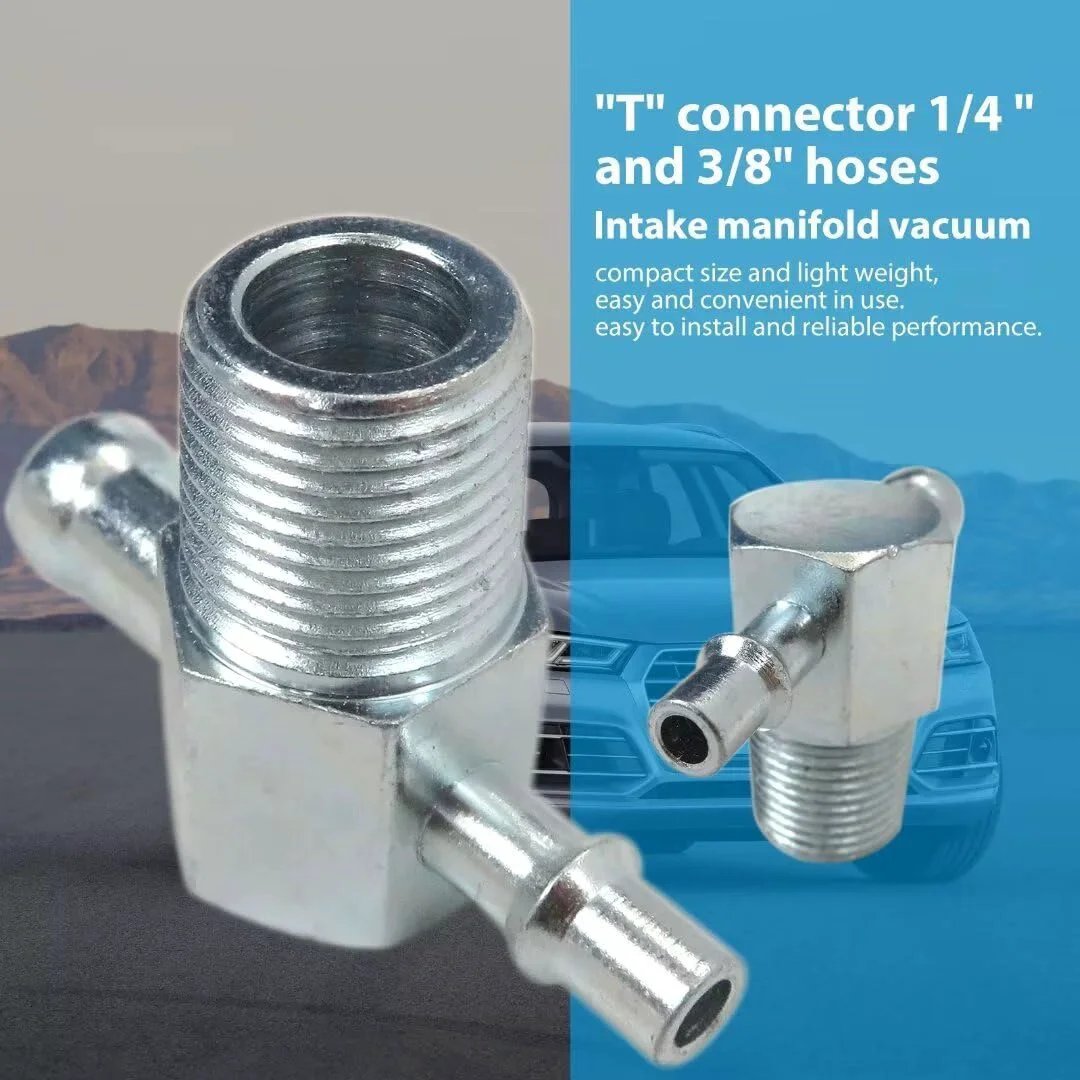 Upgraded Universal Vacuum Fitting For 3/8 NPT Intake Manifolds Connects 3/8 To 3/8 And 1/4 Nipples Zinc Plated Steel