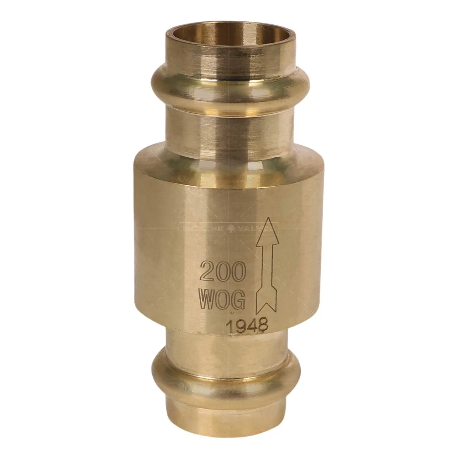 Inline Spring Loaded Check Valve For Backflow Prevention In Lead Free Cast Brass With Three Quarter Inch Press Connections