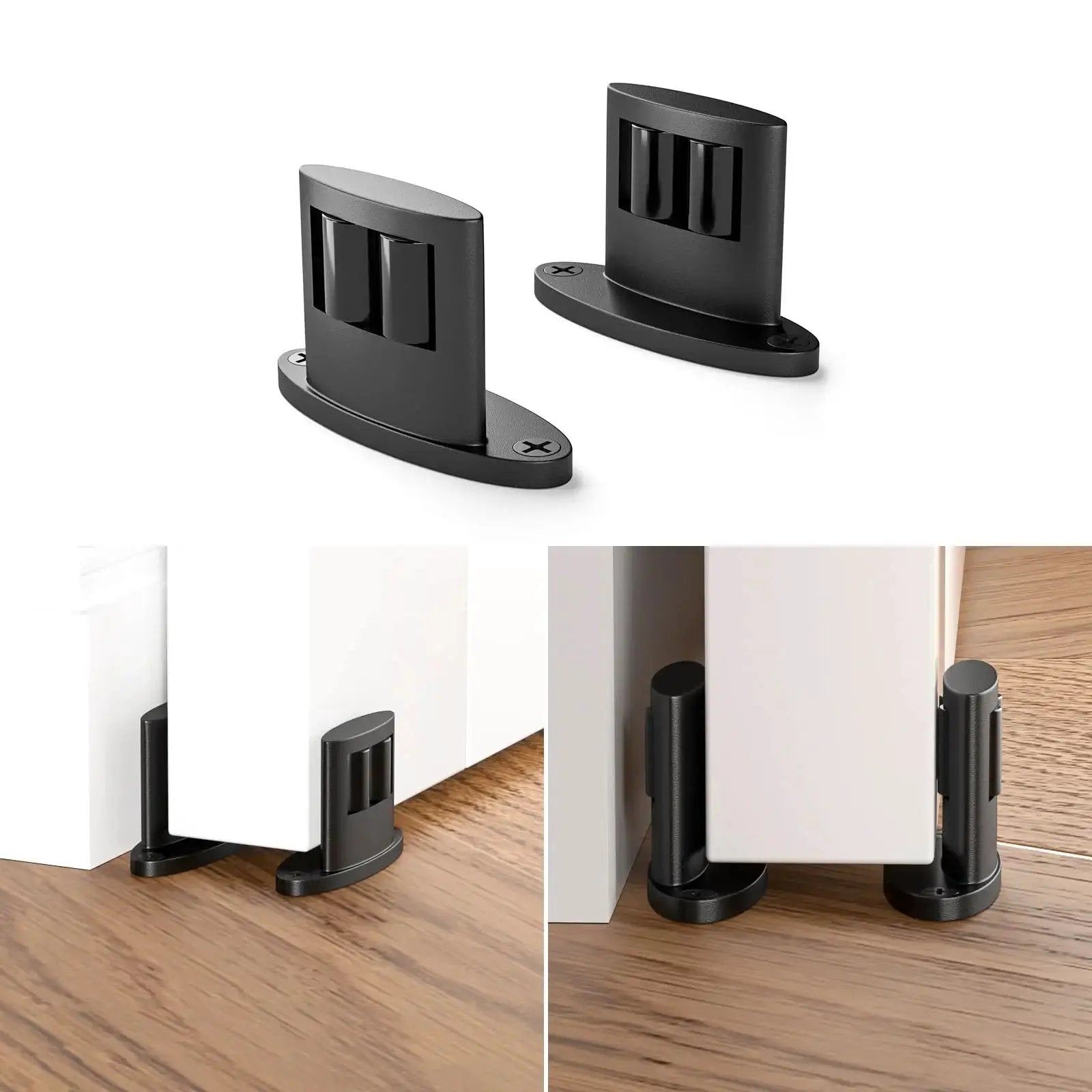 Sliding Barn Door Floor Guide For Bottom Installations, Adjustable Wall Mounted Guide With Flexible Double Wheel Design, 4 Pack