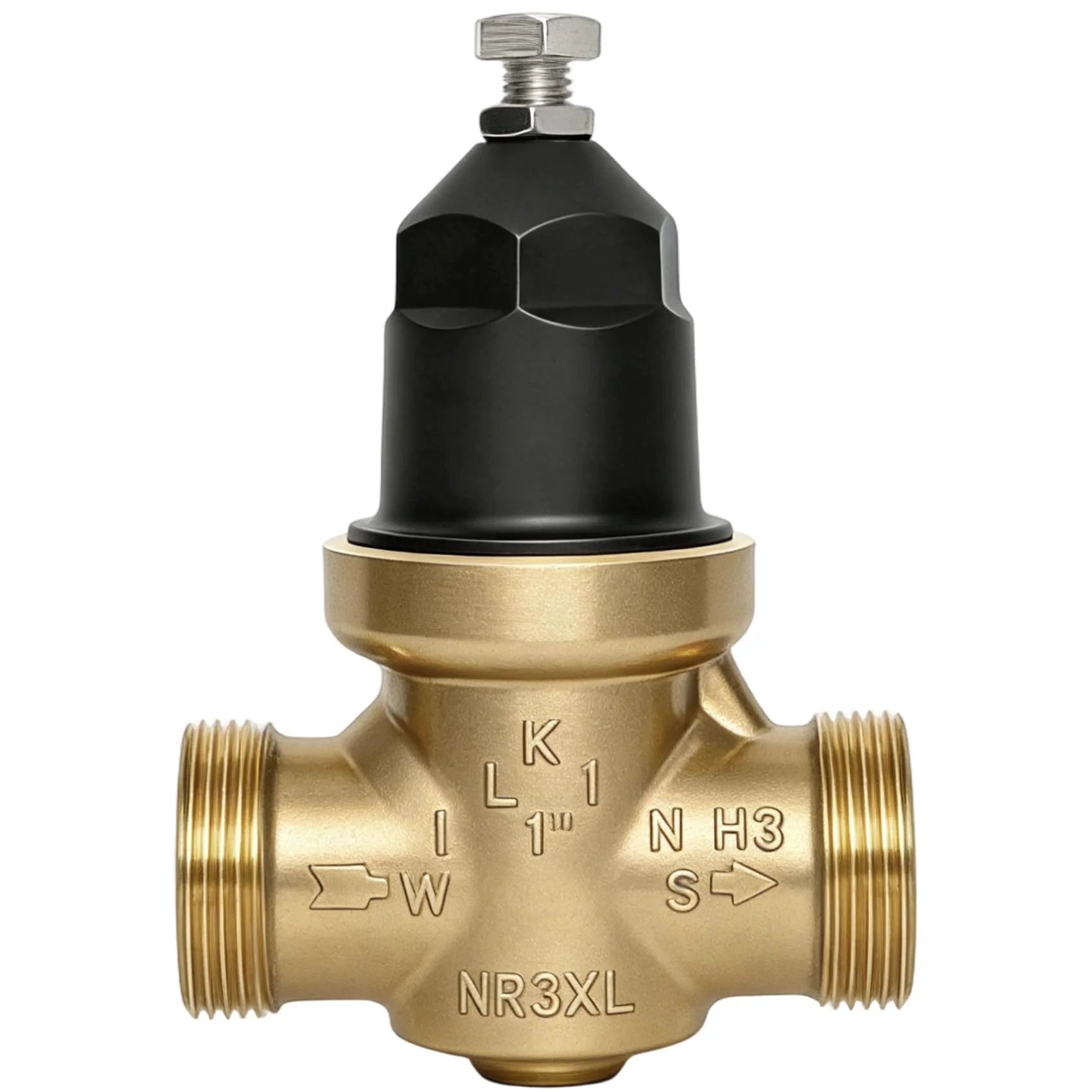Water Pressure Reducing Valve 1 Inch NR3XLDU With Double Union FNPT Connection For Home And Commercial Use Durable Bronze Body