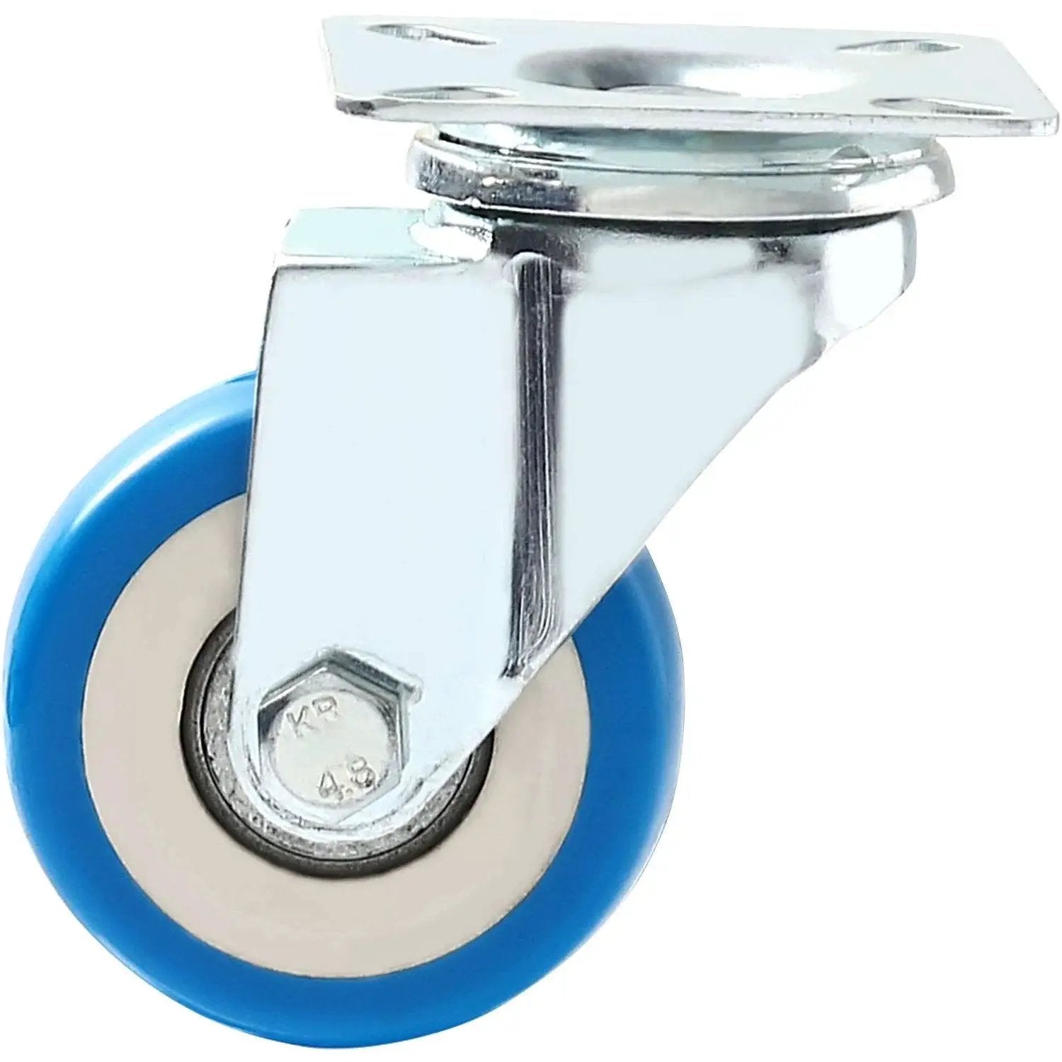 12 Pack Swivel Plate Caster Wheels With 50mm Plate Blue Polyurethane Wheels 360 Degree Swivel No Brake Smooth Silent Roll