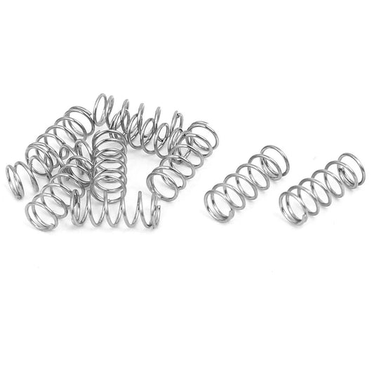 304 Stainless Steel Compression Springs Set , 4mm OD, 0.4mm Wire, 10mm Free Length, Silver Tone, Durable Small Parts Pack of 10 for Electronics, DIY Projects, Machinery, and Hobbies, Corrosion Resistant