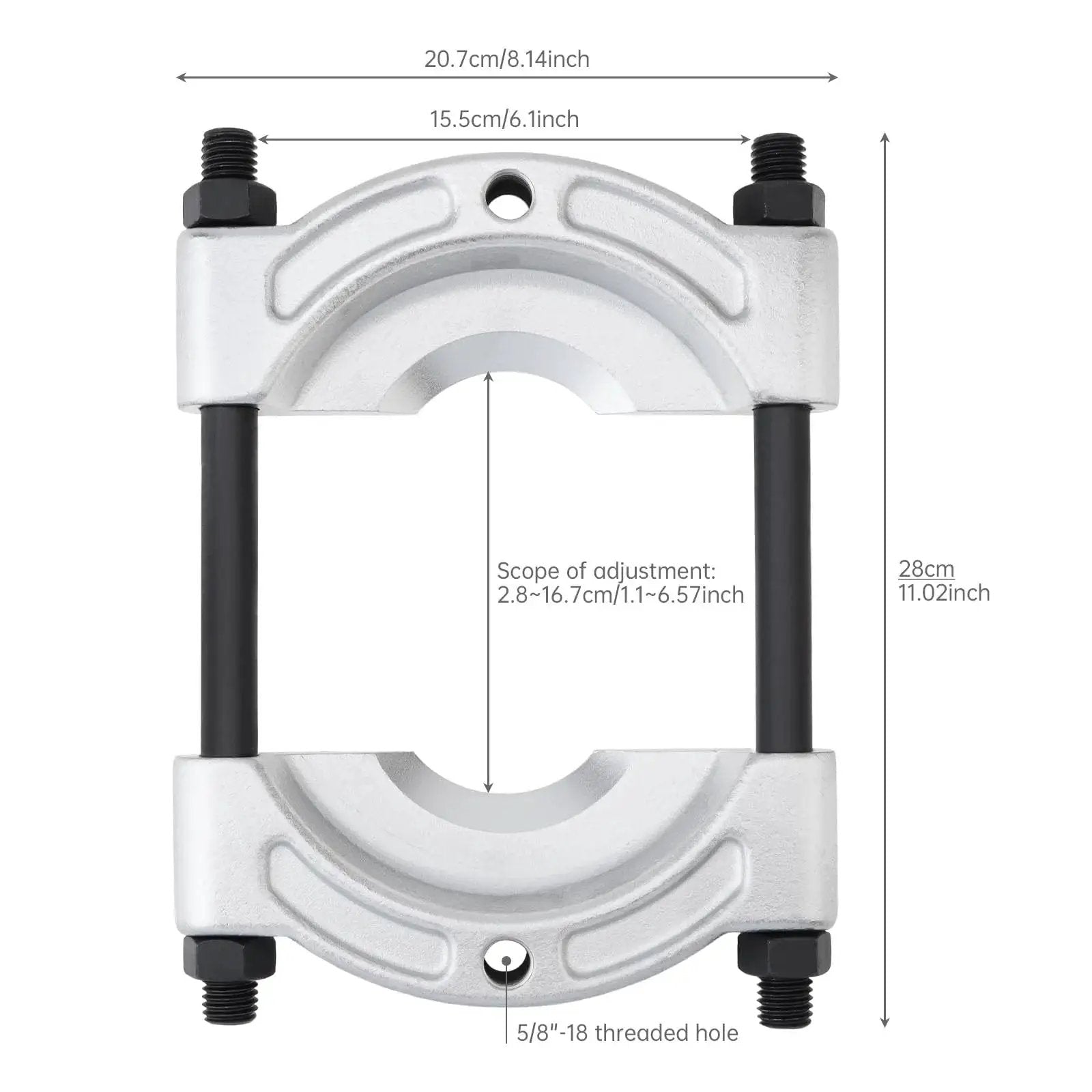 Top view of Heavy Duty Bearing Puller And Gear Pinion Splitter With One Half To Five And Three Quarter Inch Jaw Spread Six Inch Chrome Plated
