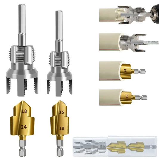 Drill Style PPR Pipe Threader And Reaming Kit For One Half Inch And Three Quarter Inch PVC Pipes With Reaming Bit Set