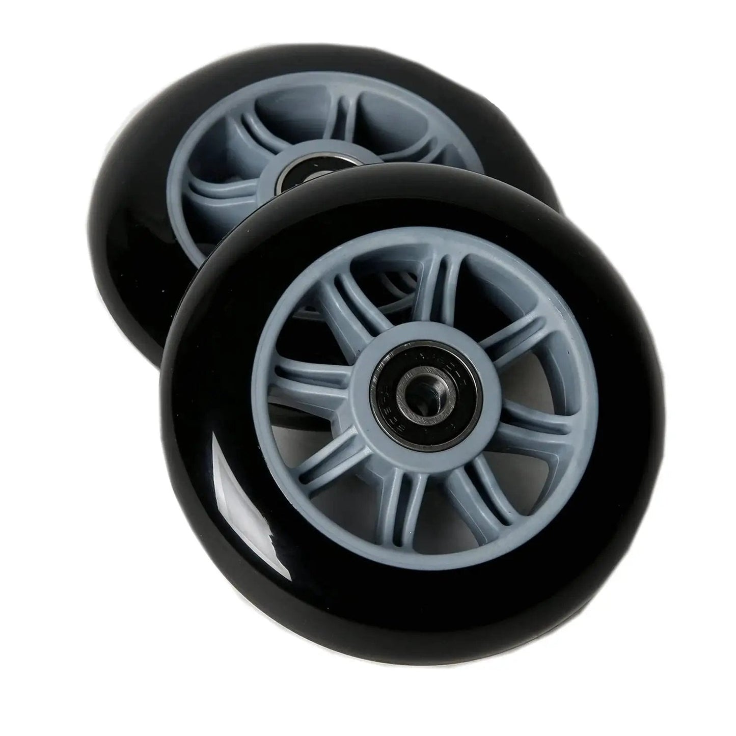 High Rebound 100mm Kick Scooter Wheels With ABEC 7 Bearings For Smooth Rides, 4 Pack Grey Polypropylene Core And 85A PU Urethane