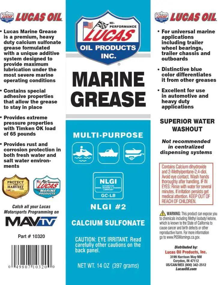 Marine Grease 10320 Heavy Duty Overbased Calcium Sulfonate Formula 14 Ounce Tube 2 Pack Special, waterproof grease label