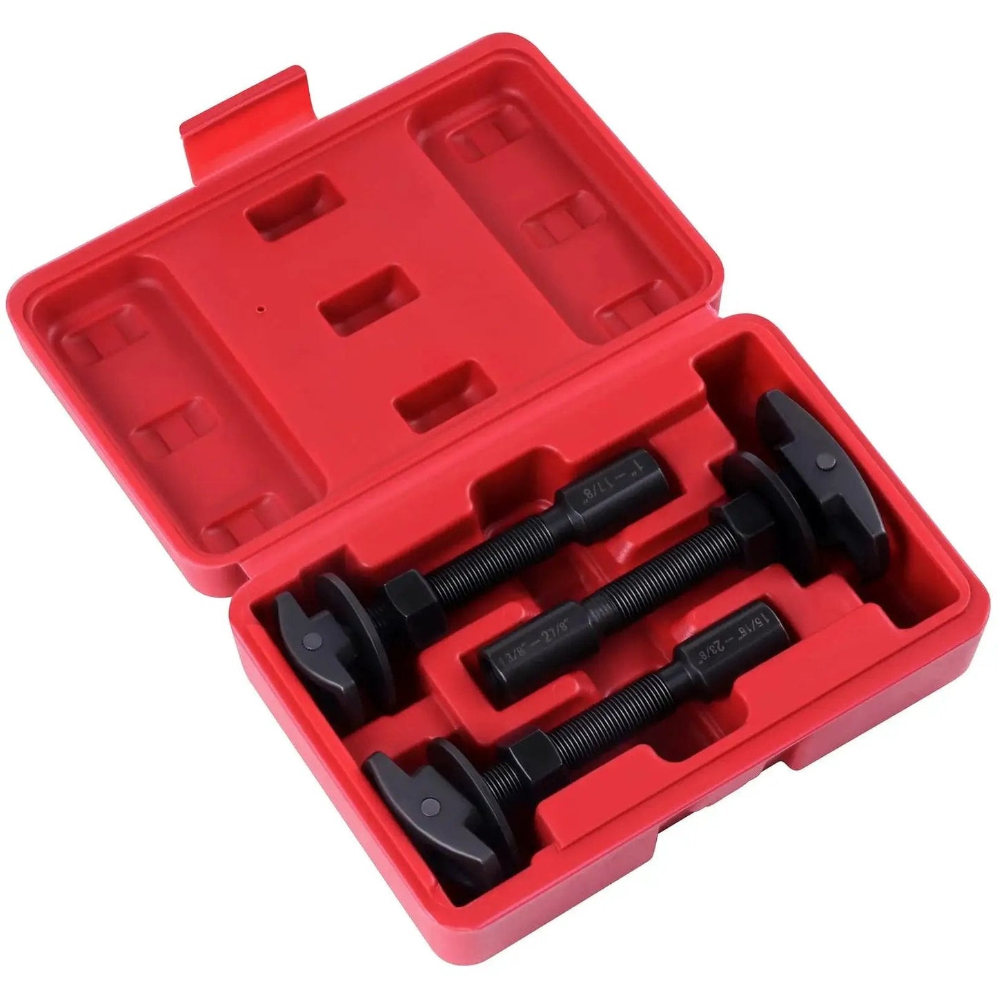 Open case showing Rear Axle Bearing Puller Kit With Three Sizes Small One Inch To One And Seven Eighths Inch Medium One And Five Sixteen