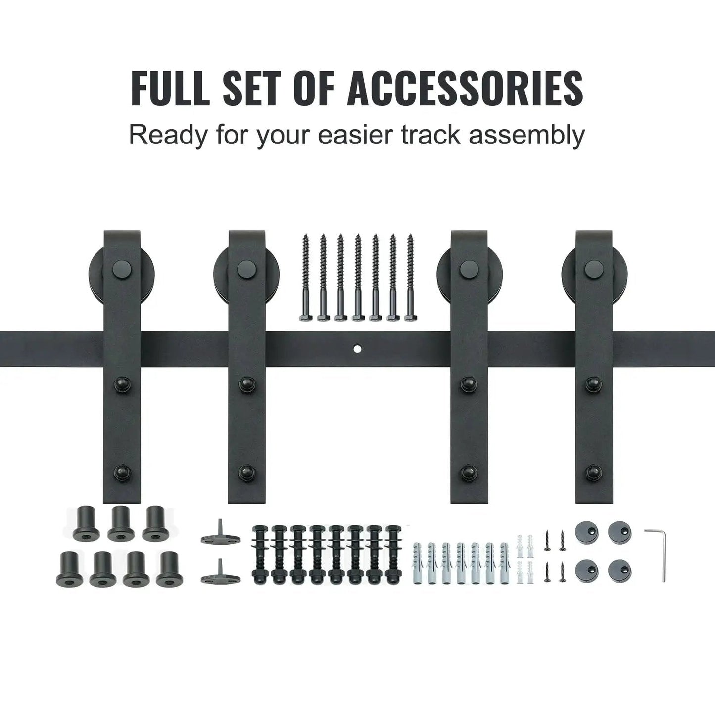 Sliding Barn Door Hardware Kit 8 Ft Heavy Duty Track Kit For Double Doors With Smooth Silent Pulley Supports