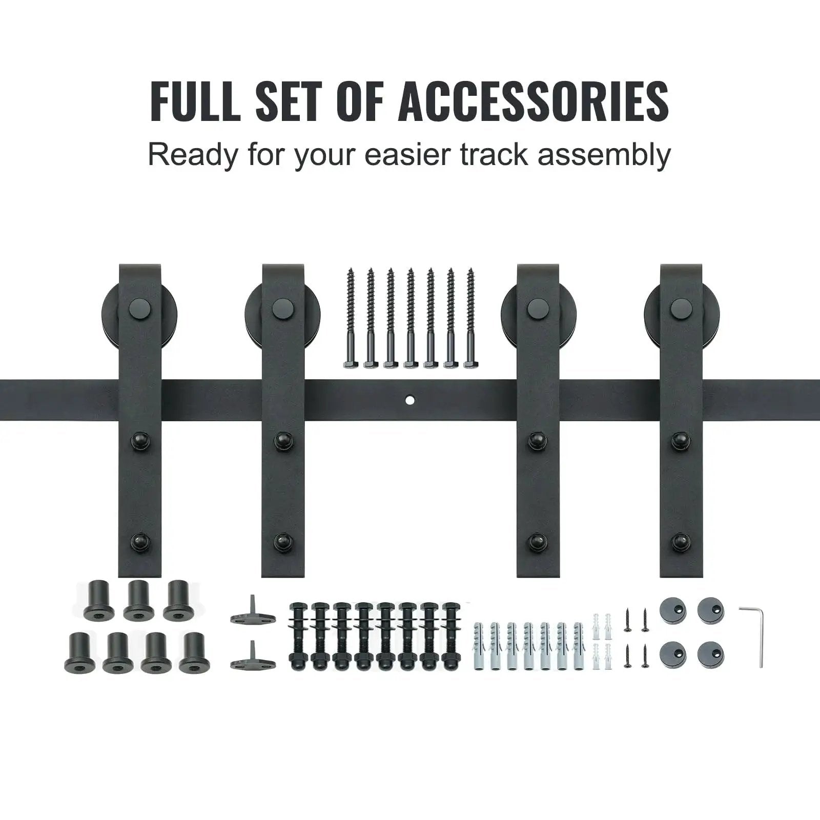 Sliding Barn Door Hardware Kit 8 Ft Heavy Duty Track Kit For Double Doors With Smooth Silent Pulley Supports