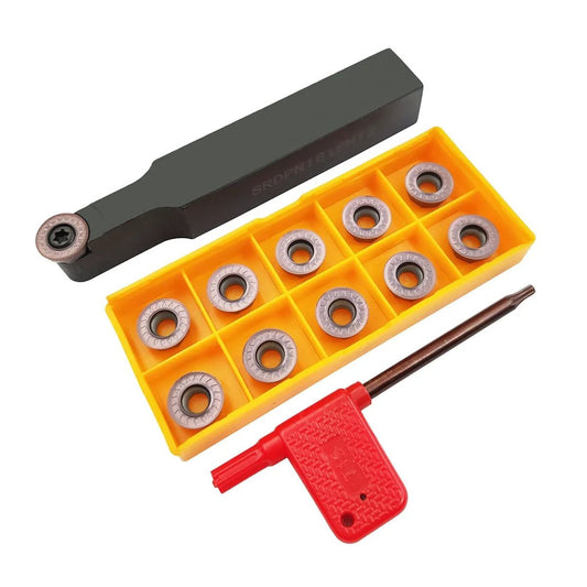 11 Piece Pro Grade RPMT1204MOE Indexable Carbide Milling Inserts Set With SRDPN1616H12 Tool Holder For Five Eighths Inch Lathe Milling Cutter Built Tough With 40Cr Steel Lathe Accessory For Metalworking