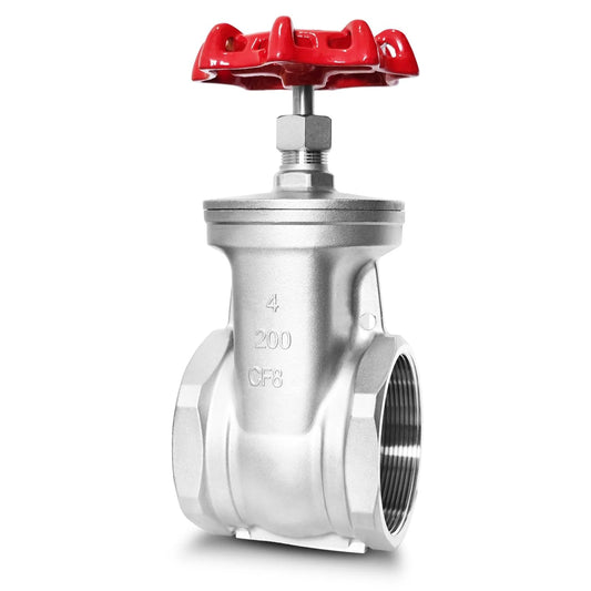 4 Inch NPT Stainless Steel Gate Valve Heavy Duty Female X Female Thread Manual Rotary Sluice Valve With Wheel Handle For Water Oil Gas Industrial Plumbing And HVAC Systems