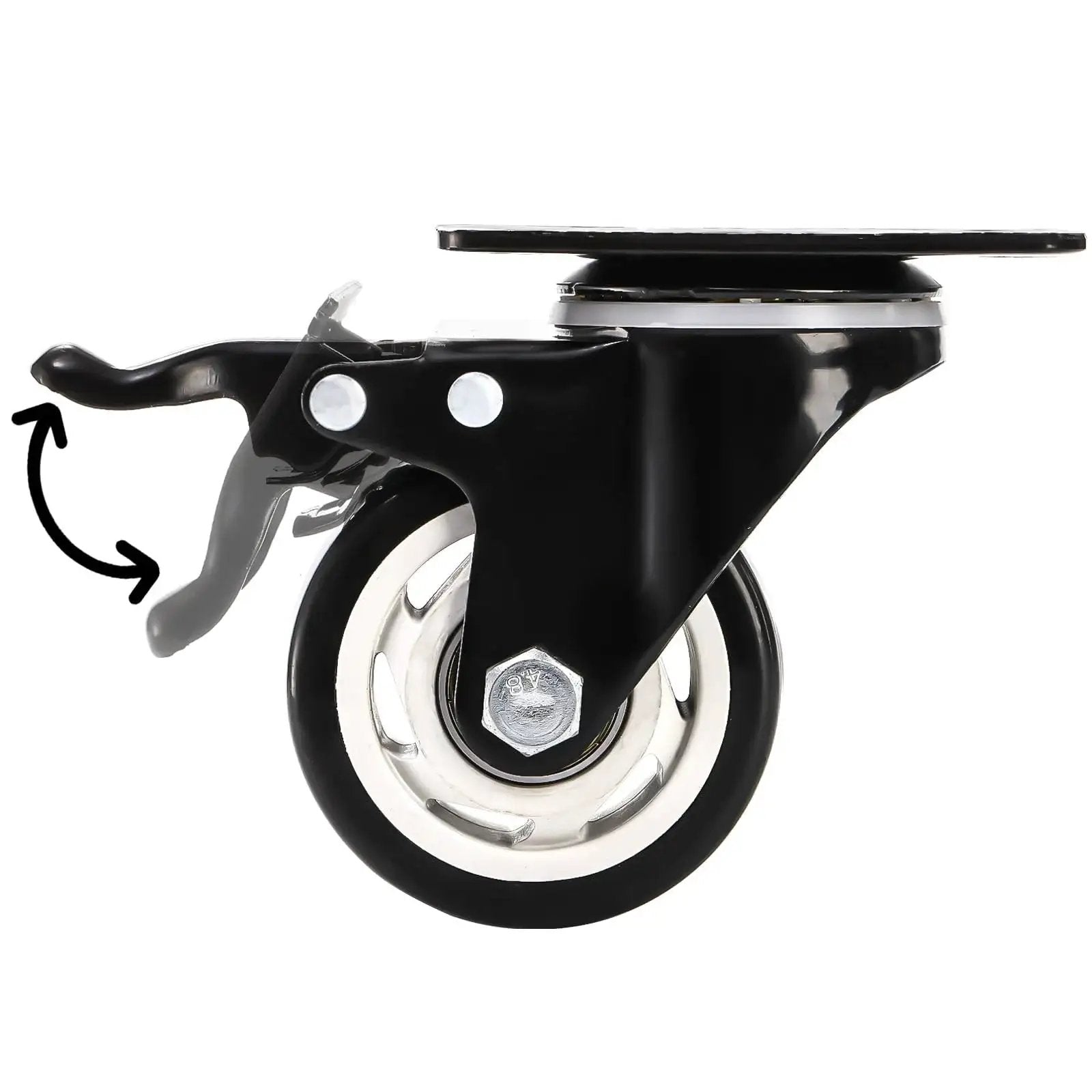 8 Pack 3 Inch Caster Wheels With Safety Brake Heavy Duty Swivel Plate Casters 360 Degree Rotating No Noise Wheel
