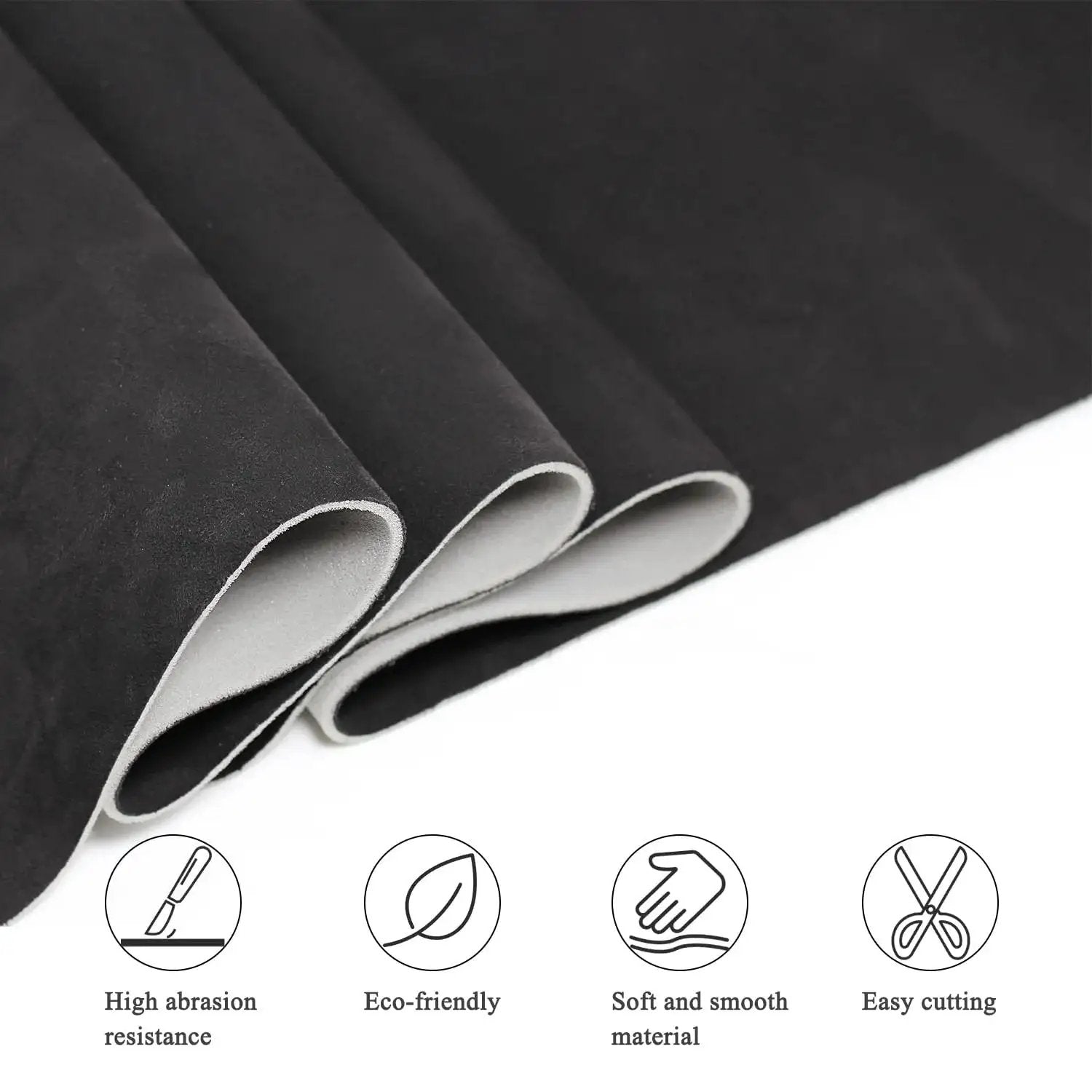 Black Suede Headliner Fabric With Foam Backing For Car Truck SUV Roof Interiors, showing smooth material texture.