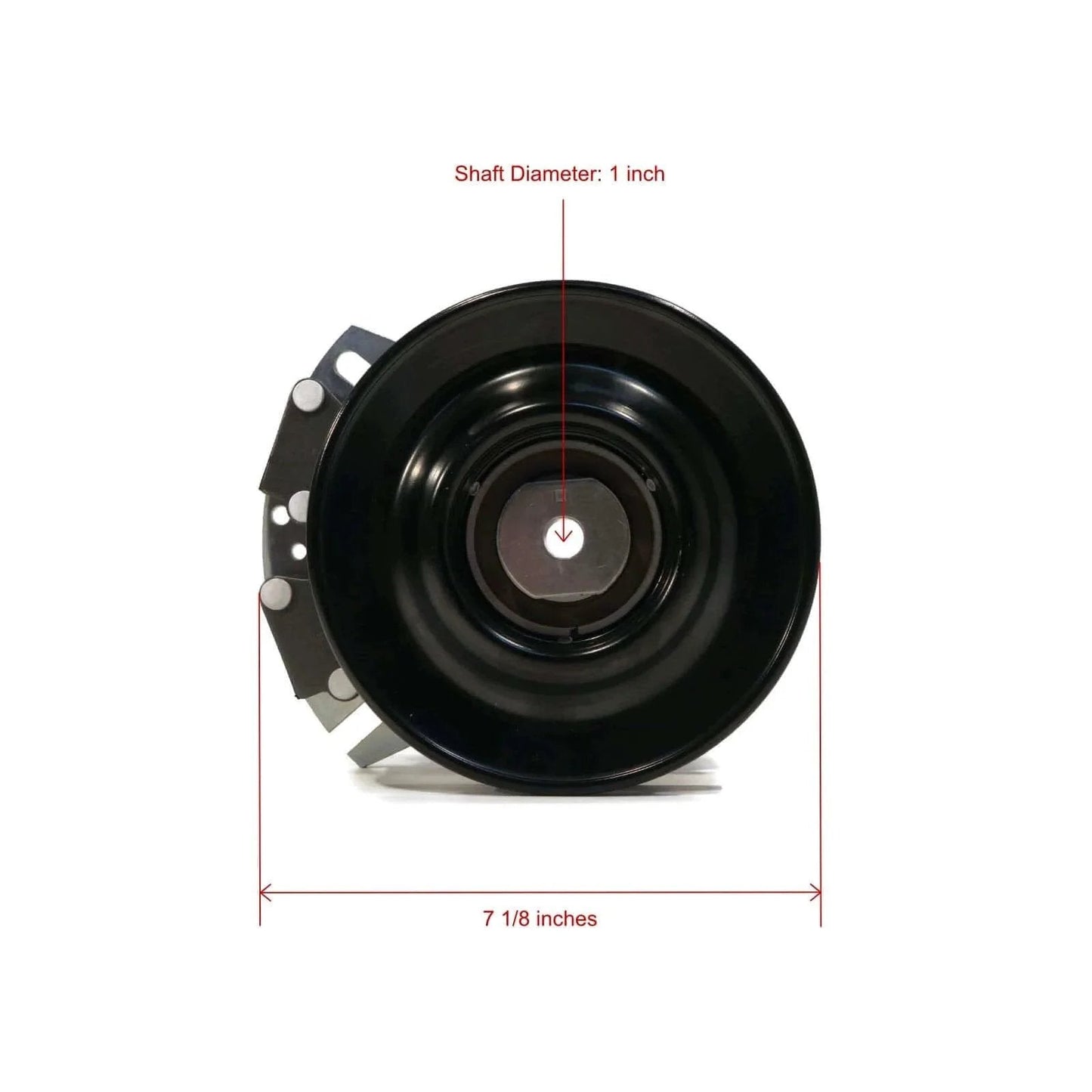 Front view of Electric PTO Clutch & Wire Harness for Cub Cadet FMZ50, GT1054, GT1554, GTX1054 showing shaft diameter and pulley size.