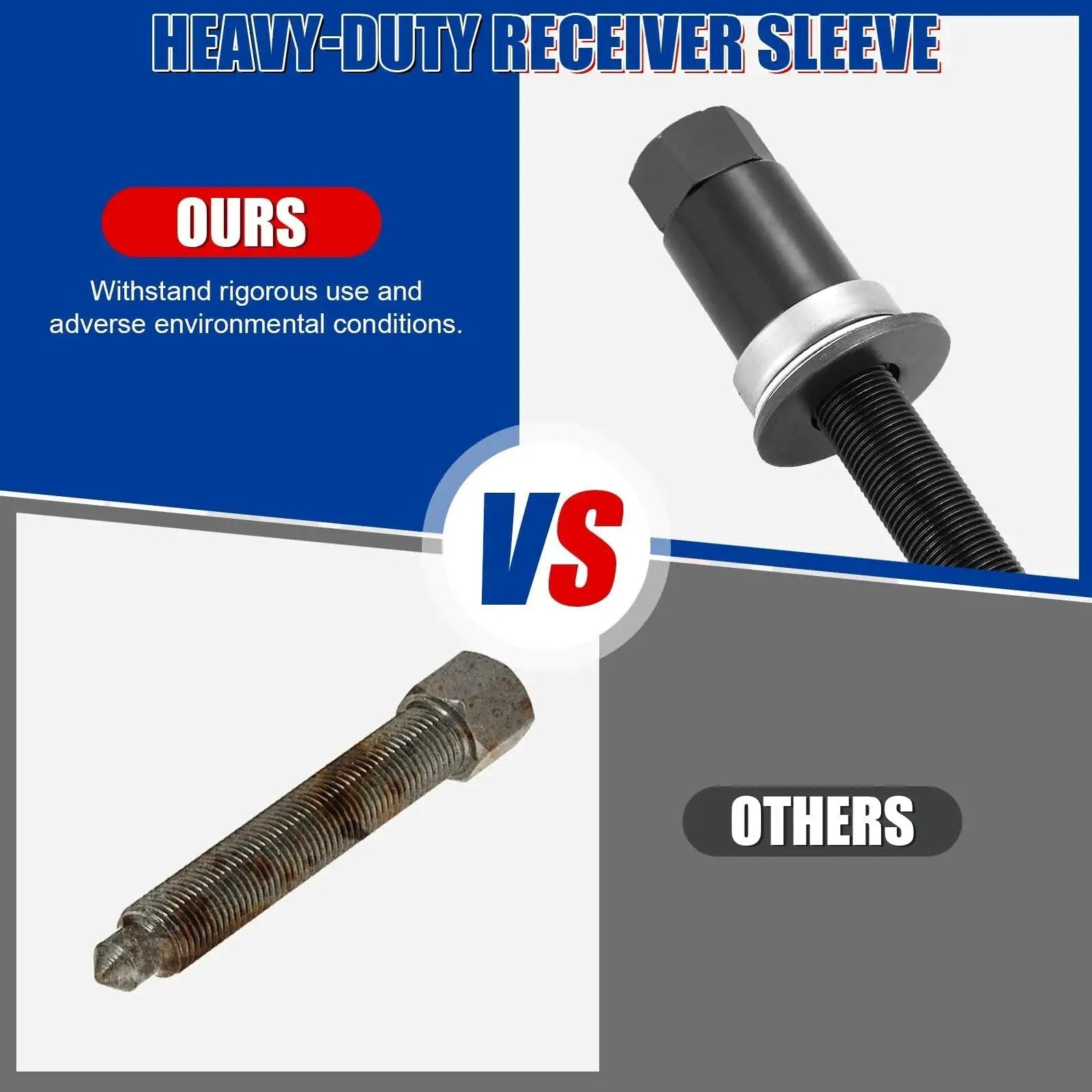 Comparison of heavy-duty receiver sleeve, our tool vs others, 19 Piece Front Wheel Drive Bearing Removal and Installation Tool Kit.