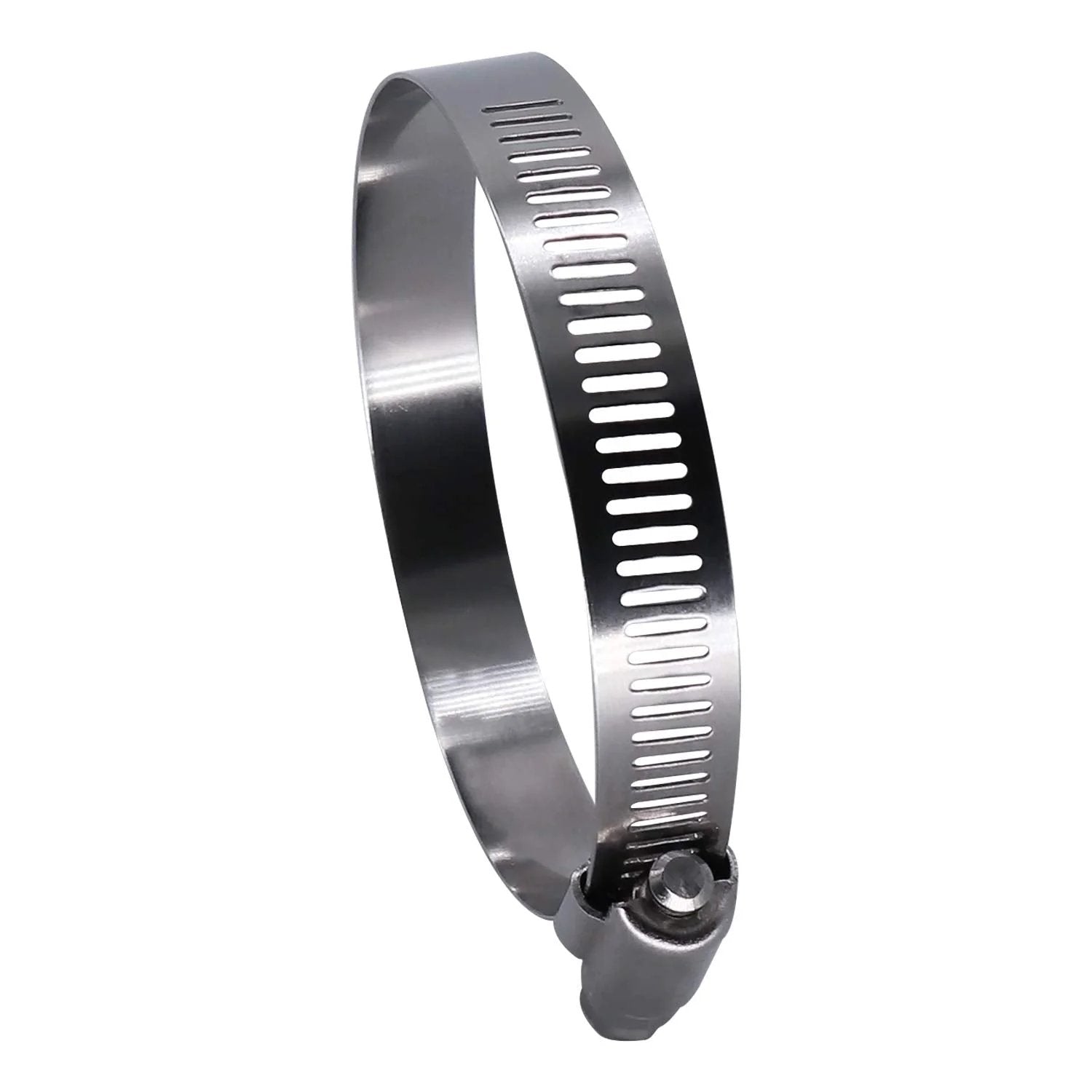 Durable 3.5 Inch Worm Gear Hose Clamp Set in Full Stainless Steel With SAE 56 Size Half Inch Band Width Working Range 78 To 102 Mm 10 Pack For Automotive And Marine Hose Fittings.