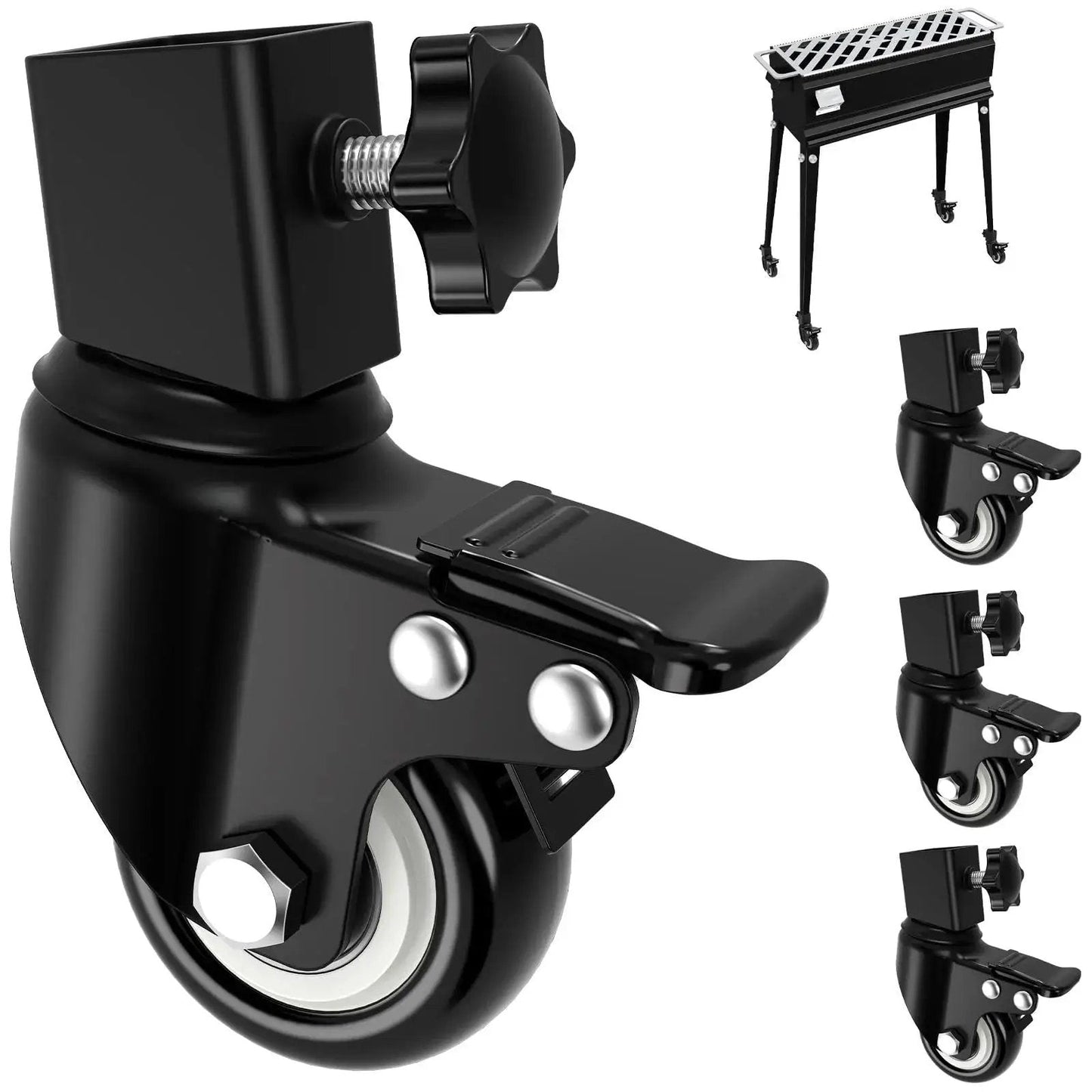 Caster Wheels Set For Griddle Stand 2 Inch Heavy Duty Casters With 360 Degree Swivel For 17 Inch And 22 Inch Griddle Stands