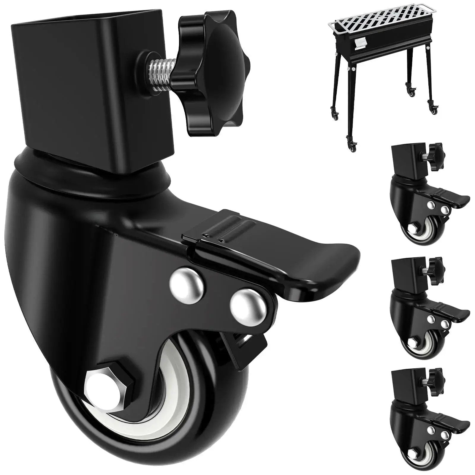 Caster Wheels Set For Griddle Stand 2 Inch Heavy Duty Casters With 360 Degree Swivel For 17 Inch And 22 Inch Griddle Stands