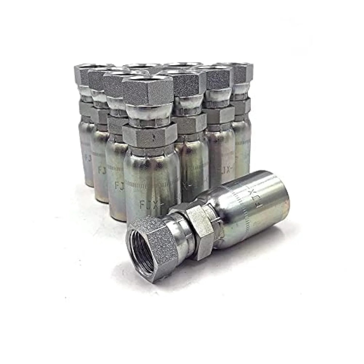 Ten Pack Hydraulic Hose End Swivel Crimp Fitting JIC Thirty Seven Degree Female For Three Quarter Inch ID Hose Carbon Steel