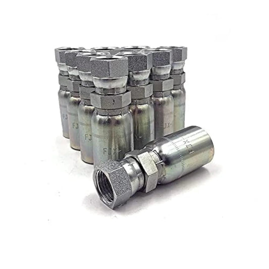 Ten Pack Hydraulic Hose End Swivel Crimp Fitting JIC Thirty Seven Degree Female For Three Quarter Inch ID Hose Carbon Steel