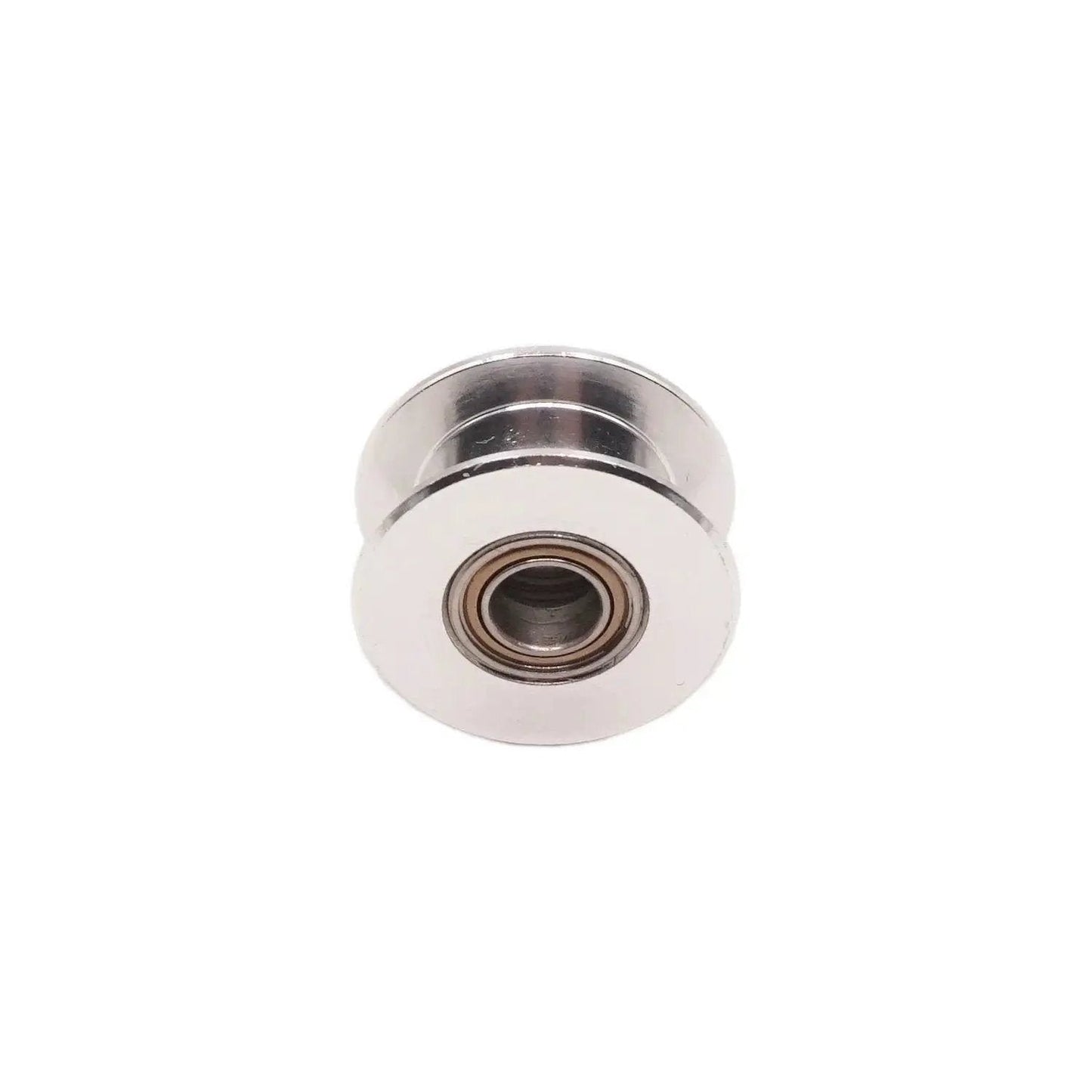 Toothless GT2 Idler Pulley 20 Outer Grooves With 5mm Bore For 6mm Width Timing Belt Aluminum For Smooth Belt Guiding And Tensioning In 3D Printers And CNC Machines This Durable Rust Resistant Aluminum Part Comes In A 5 Pack For Easy DIY Upgrades, front view showcasing grooves and bore