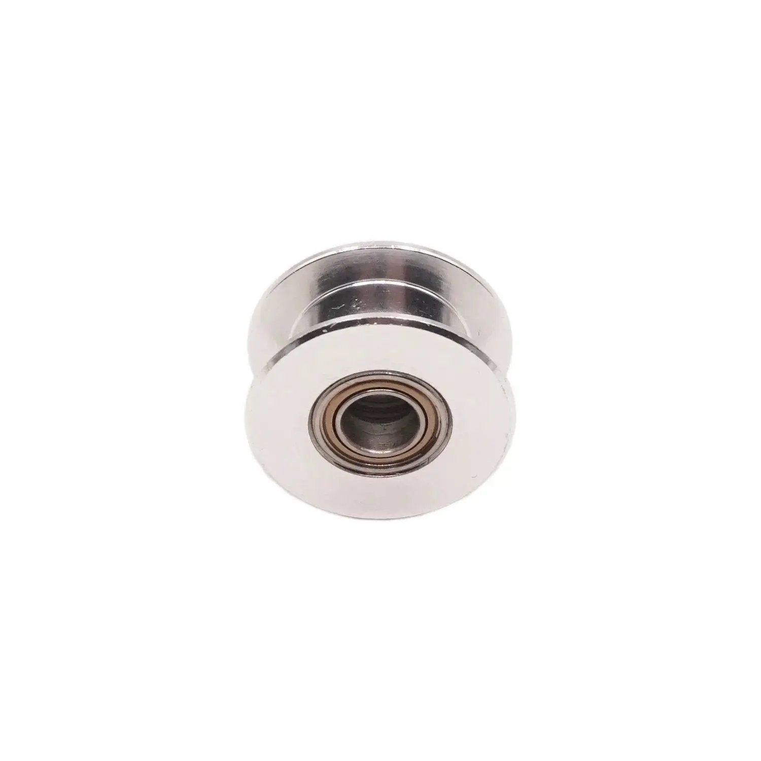 Toothless GT2 Idler Pulley 20 Outer Grooves With 5mm Bore For 6mm Width Timing Belt Aluminum For Smooth Belt Guiding And Tensioning In 3D Printers And CNC Machines This Durable Rust Resistant Aluminum Part Comes In A 5 Pack For Easy DIY Upgrades, front view showcasing grooves and bore
