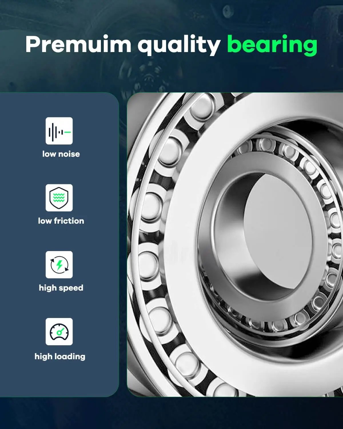 Close-up of sealed wheel bearing for Front Hub Assembly with Wheel Bearing Replaces OE513188 for Chevrolet Trailblazer 2002-2009, GMC Envoy