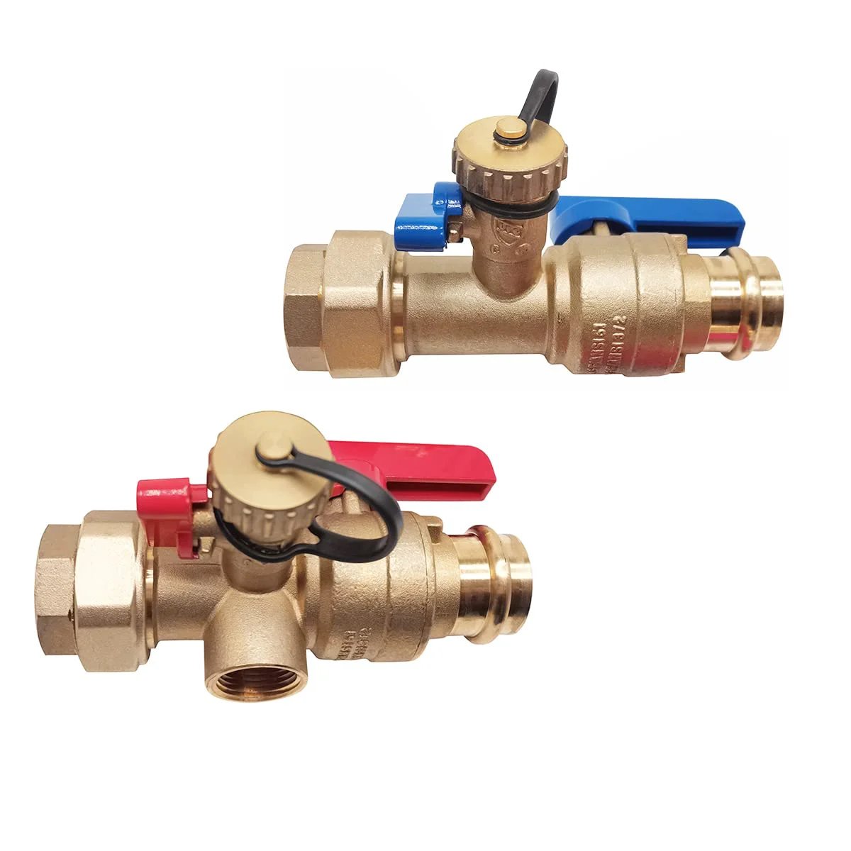 Tankless Water Heater Isolation Valve Kit With Pressure Relief Valve In Clean Brass For Low Lead Codes, Three Quarters Inch Female Threaded X Press Connection