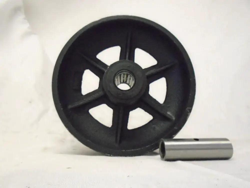 Heavy Duty 6 Inch By 2 Inch Swivel Caster With Brake And Rigid Casters Set for Seven Eighth Inch V Groove Iron Steel Wheels 1000 Lb Capacity Each.