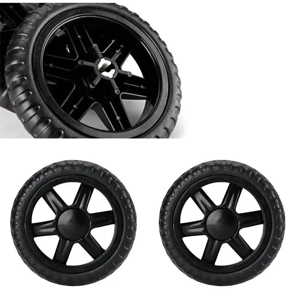 Two Pack 5 Inch Diameter Rubber Foam Shopping Cart Wheels Replacement For Grocery Carts Folding Trolleys Rolling Bags