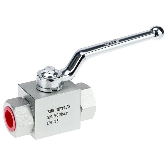 Heavy Duty One Half Inch NPT Hydraulic Ball Valve With 7250 PSI Rating Two Way Shut Off Rugged Built To Last Carbon Steel Construction