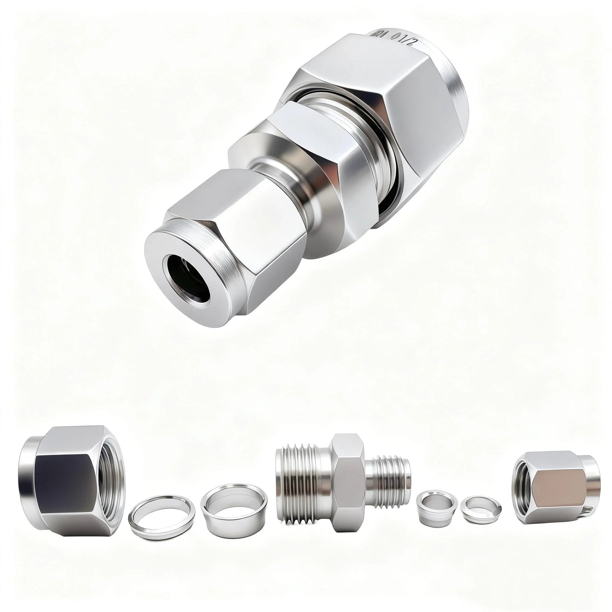 Premium 304 Stainless Steel Compression Tube Fitting Reducing Union With Double Ferrule Straight Adapter One Quarter To Three Eighths Inch Tubing For Fuel Oil Air And Some Corrosive Liquids Corrosion Resistant And High Temp Tolerant Two Pack Lophtnix