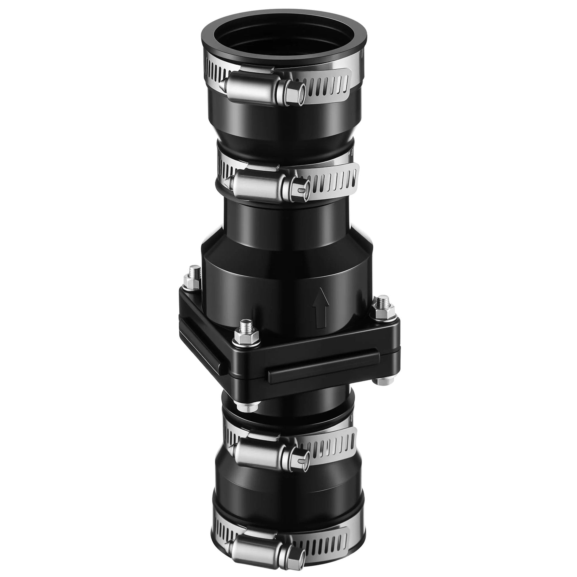 Universal Sump Pump Check Valve Fits 1-1/2 Inch Or 1-1/4 Inch Pipe Slip On Valve With 4 Stainless Steel Hose Clamps