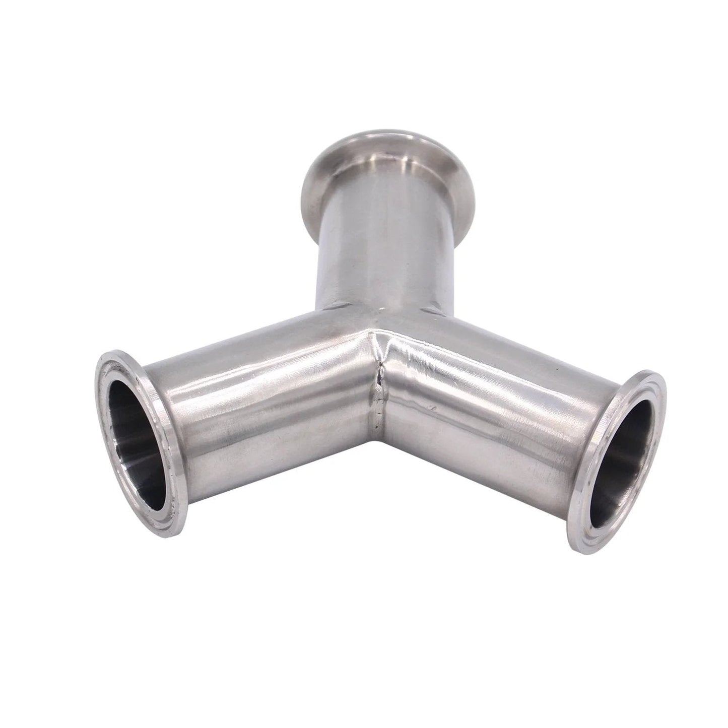 Tri Clamp Wye Clamp End True Y Type Tee For 1.5 Inch Pipe OD In Stainless Steel 304 Heavy Duty Three Way Tubing Connector With Clamp End Fittings, Corrosion Resistant And High Temperature Capable, Fits Ferrule 50.5mm.