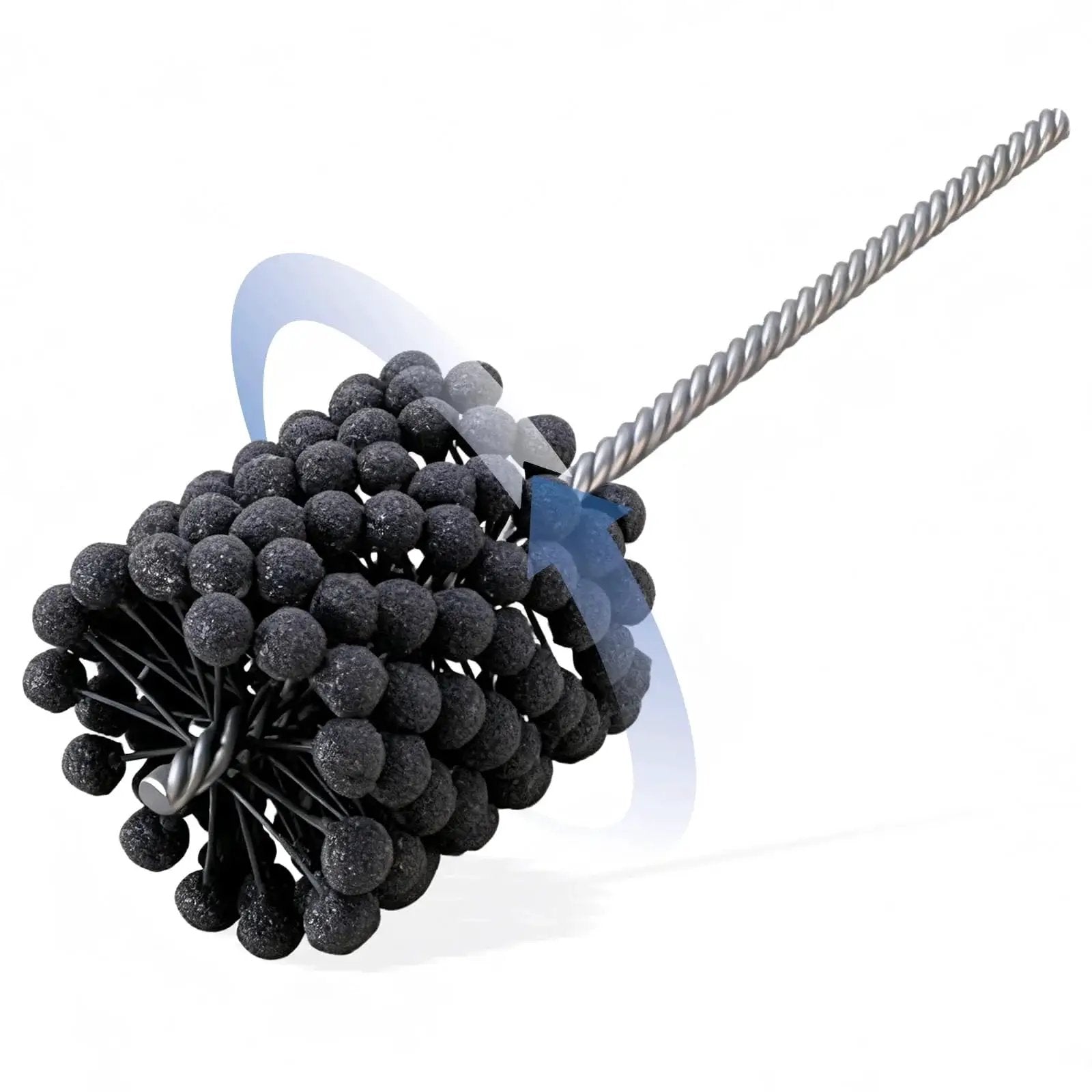 Cylinder Honing Ball Brush 4.125 Inch Diameter 240 Grit Silicon Carbide with flexible abrasive balls and twisted shank