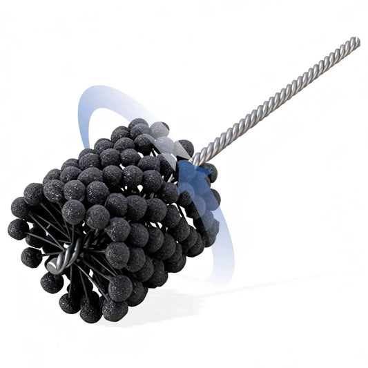 Cylinder Honing Ball Brush 4.125 Inch Diameter 240 Grit Silicon Carbide with flexible abrasive balls and twisted shank