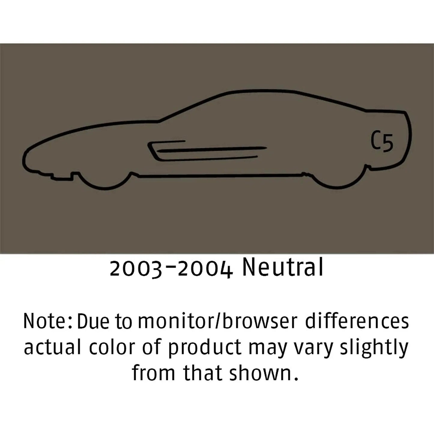 Dark Neutral Interior Paint For 2003-2004 Corvette C5 Panels And Trim 12oz color swatch with side outline of Corvette