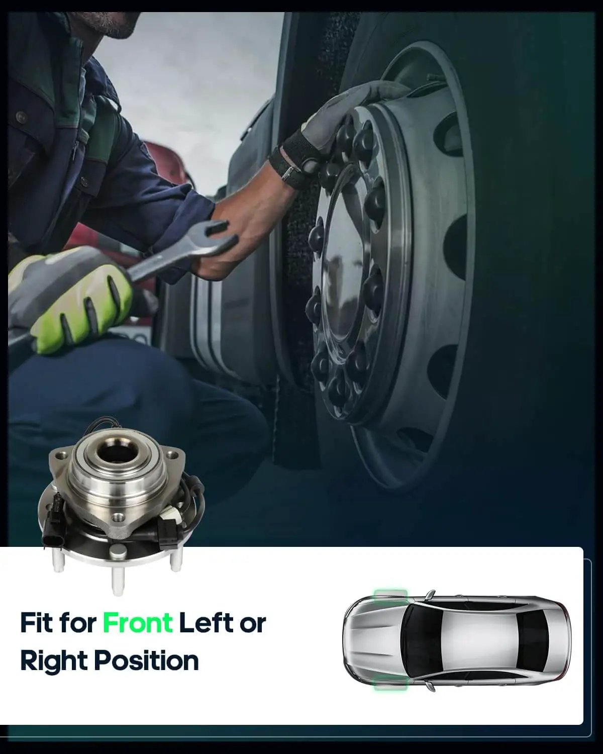 Mechanic installing Front Hub Assembly with Wheel Bearing Replaces OE513188 for Chevrolet Trailblazer 2002-2009, GMC Envoy.