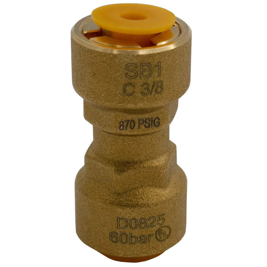 Three Eighth Inch Quick Connect Brass Coupler SB1 Easy Install For HVAC Systems No Brazing Tools Or Purge Needed C3771 Brass Body