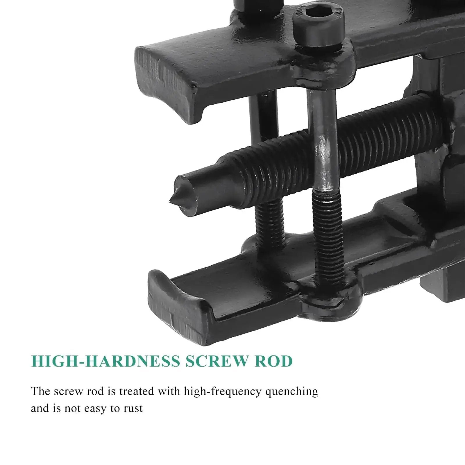 Close-up of the high-hardness screw rod on the 4 Inch Two Jaw Gear Puller With Adjustable Jaws For Auto Maintenance And Flywheel Removal.