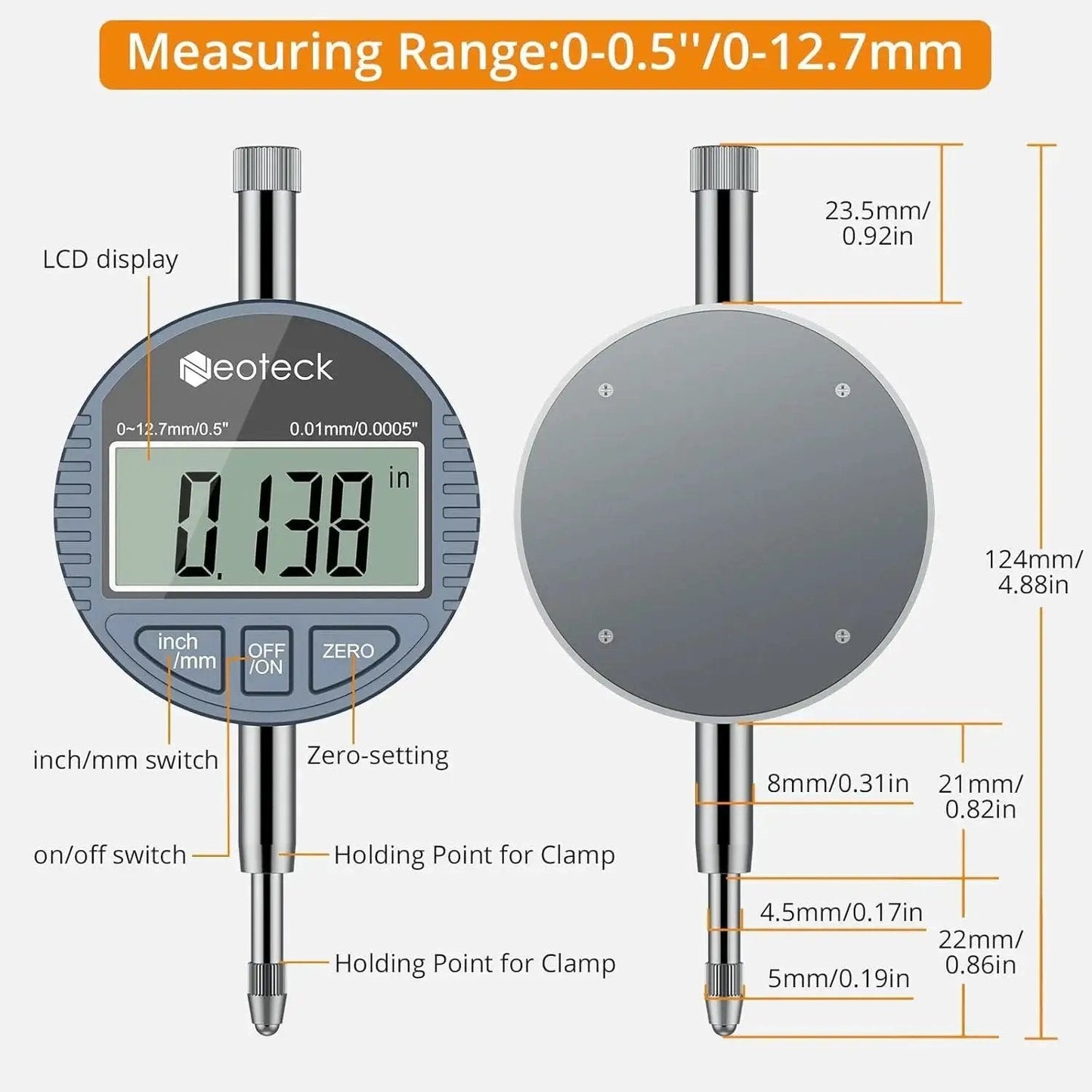 Ultra Precise Digital Dial Bore Gauge For Engine Cylinder Measurements 0.7 To 6 In Range 6 In Depth 0.0005 In Accuracy Includes 23 Anvils For Any Bore Size Easy To Use For Pros And DIY Machinists By Neoteck