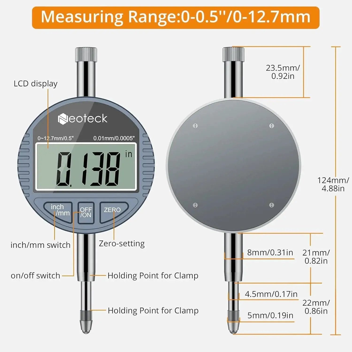 Ultra Precise Digital Dial Bore Gauge For Engine Cylinder Measurements 0.7 To 6 In Range 6 In Depth 0.0005 In Accuracy Includes 23 Anvils For Any Bore Size Easy To Use For Pros And DIY Machinists By Neoteck