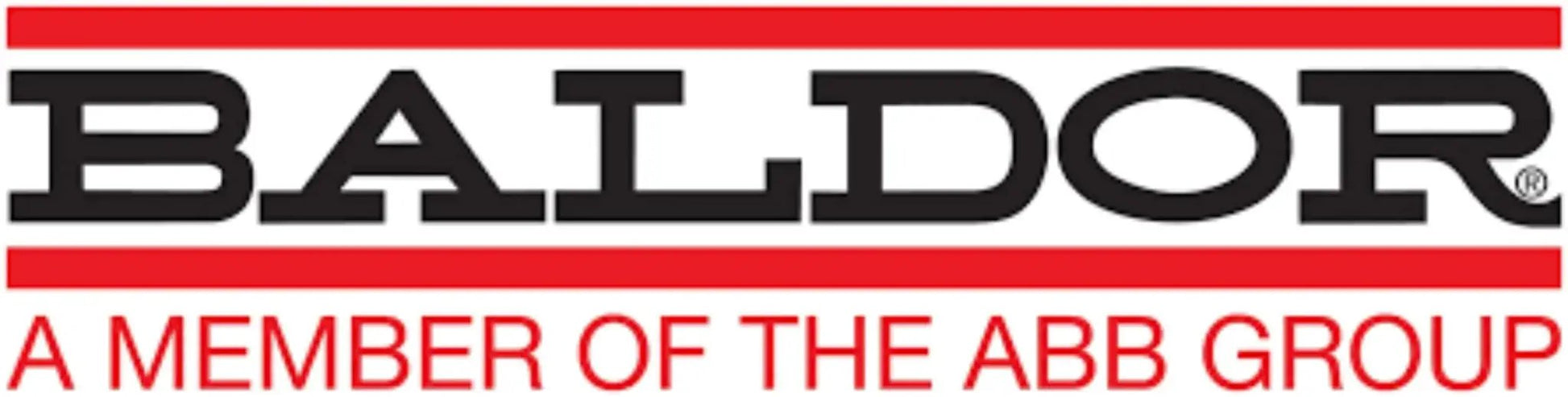 Baldor company logo, a member of the ABB Group.