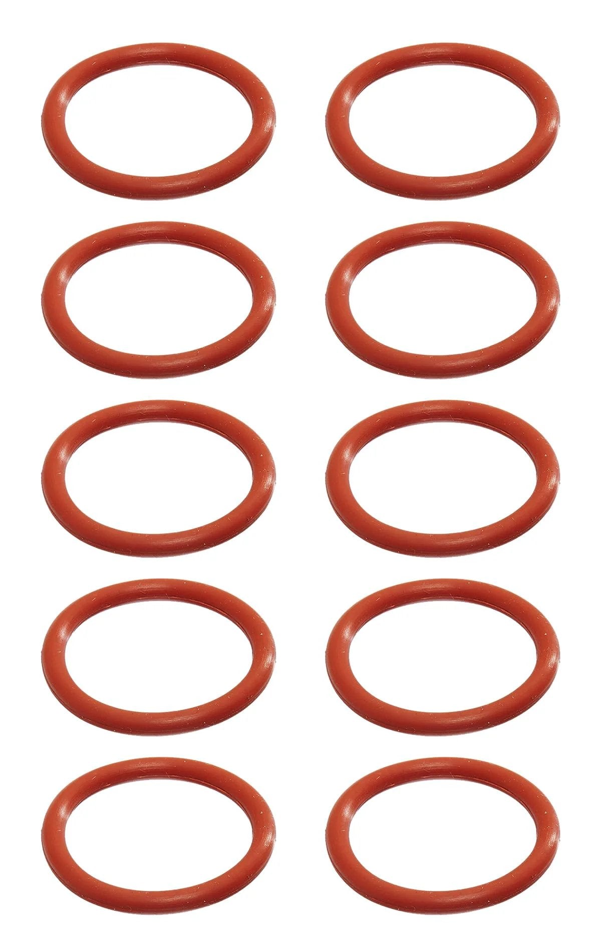Silicone O Ring Pack Of Ten, 70A Red, One And A Quarter Inch ID, One And A Half Inch OD, One Eighth Inch Width, Round Cross Section