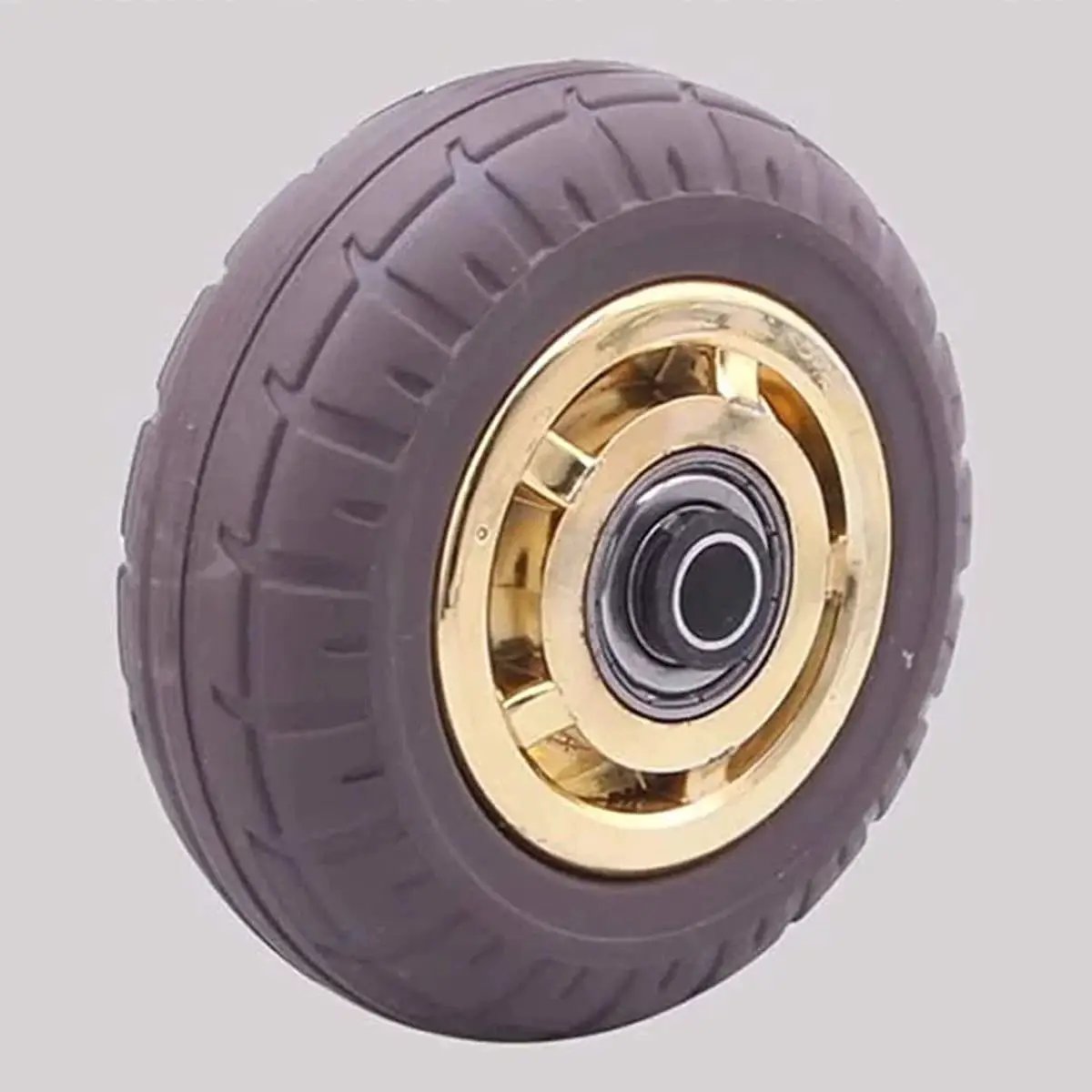 Close-up of a Heavy Duty M12 Stem Pneumatic Rubber Silent Swivel Caster wheel with thick bracket and wear-resistant foamed rubber.