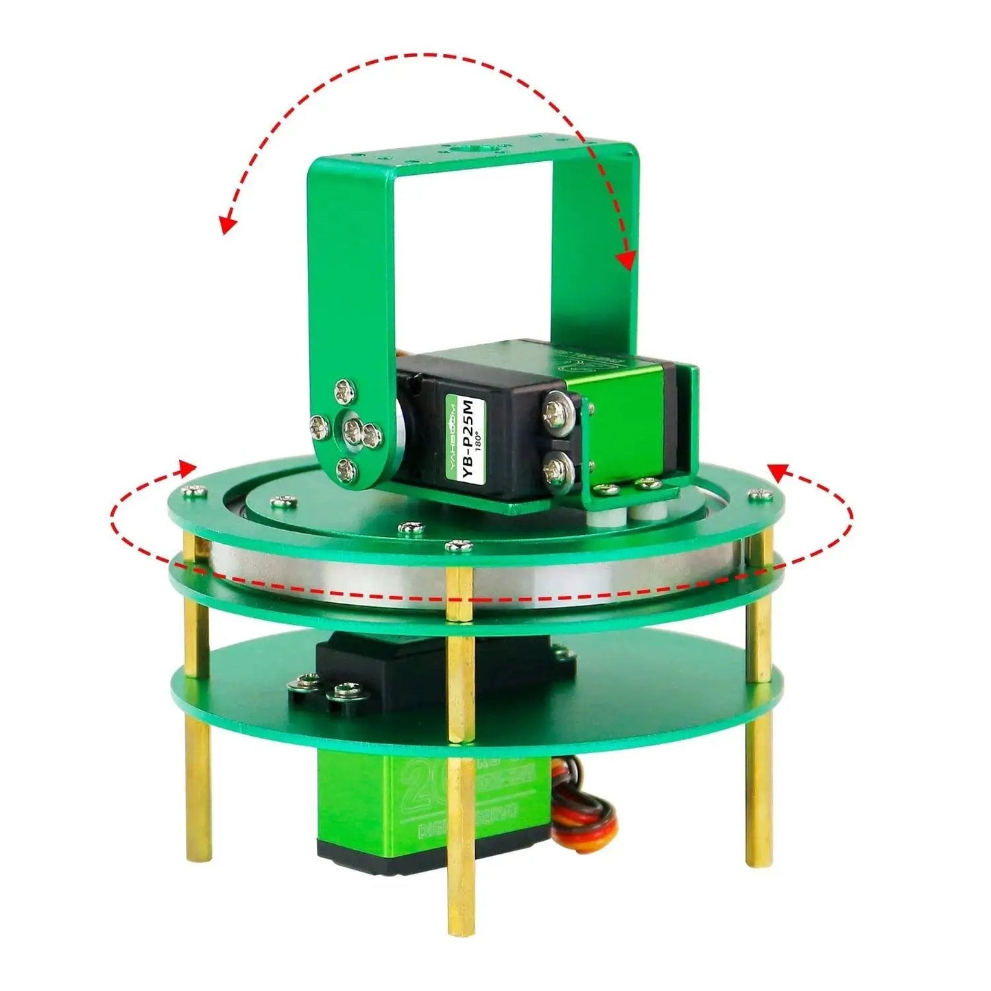 Dope 2-DOF Pan Tilt Servo Kit For DIY Robots And Cameras Aluminum Alloy Gimbal With Metal Servo, green servo mechanism